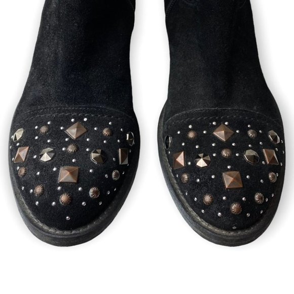 Arnold Churgin Black Suede Studded  Ankle Booties - Picture 6 of 12